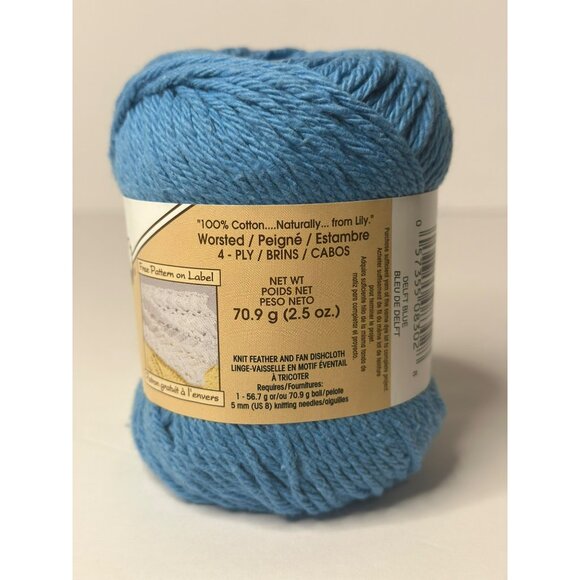 Lily Spinrite Sugars N Cream Yarn Solids "Delft Blue" For Knitting & Crocheting - Picture 2 of 3